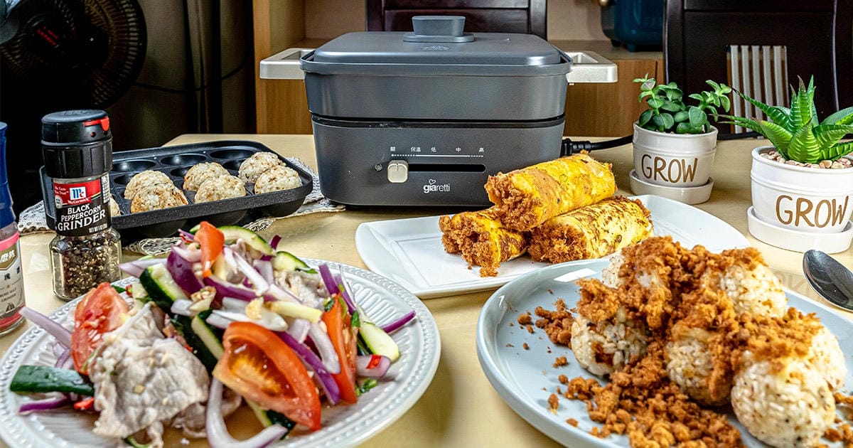 義大利Giaretti多功能陶瓷火鍋電烤盤│一機多用，３L容量，燉、煮、燜、烤、煎、炸通通行，附贈章魚燒烤盤！