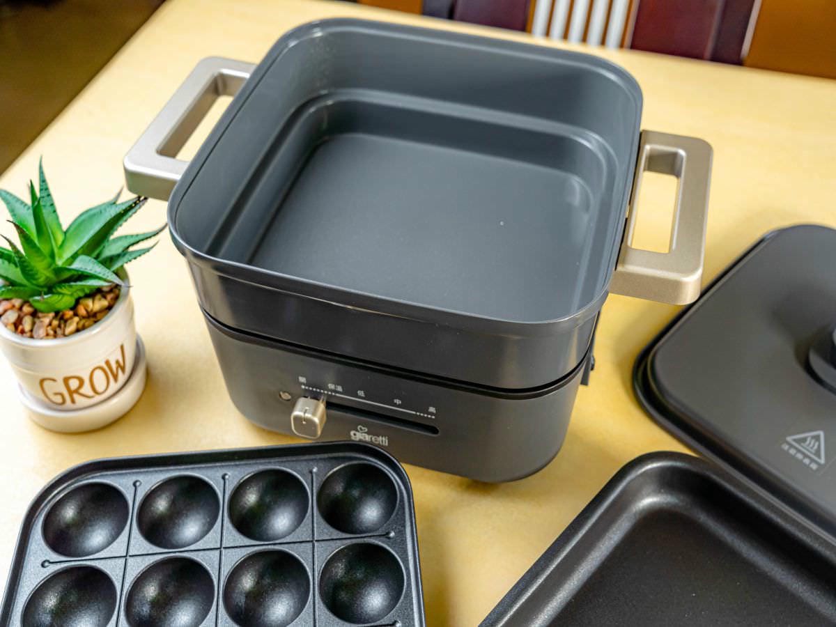 義大利Giaretti多功能陶瓷火鍋電烤盤│一機多用，３L容量，燉、煮、燜、烤、煎、炸通通行，附贈章魚燒烤盤！